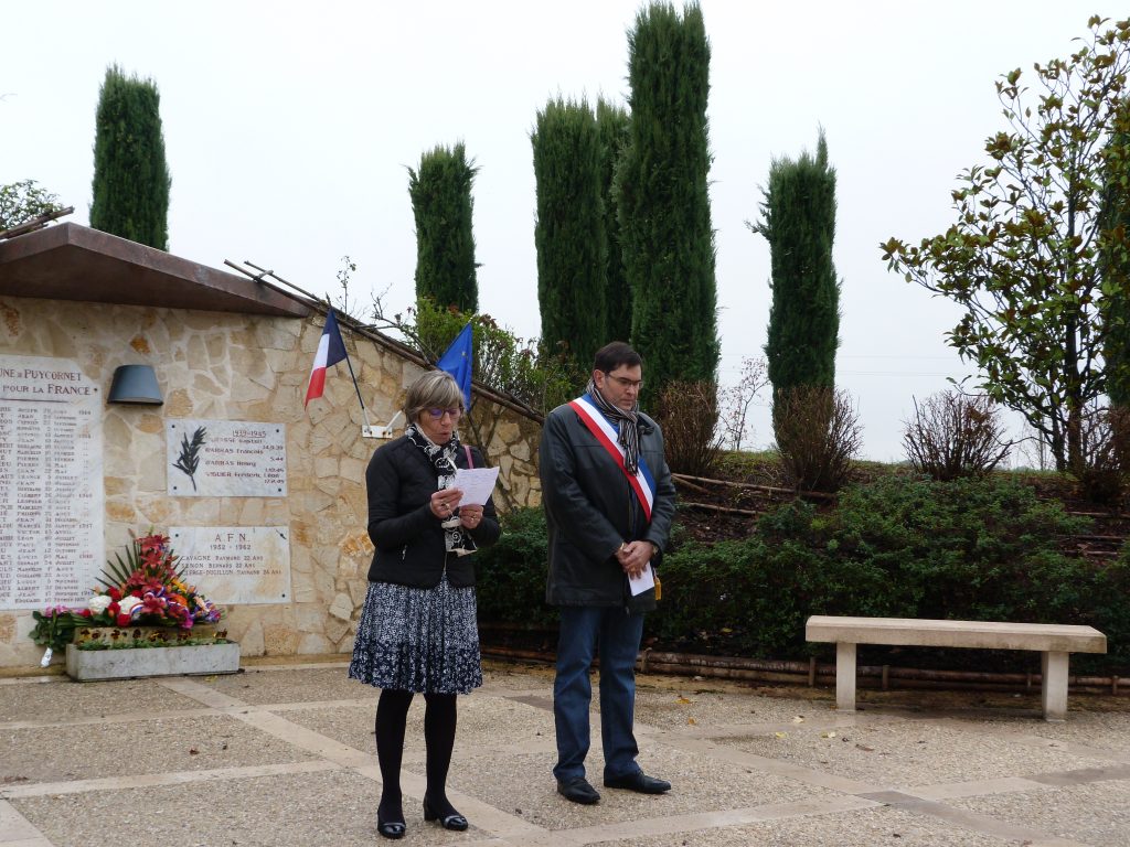 Cérémonie du 11 novemdre: discours de Madame Jalaise, vice-présidente du Conseil départemental