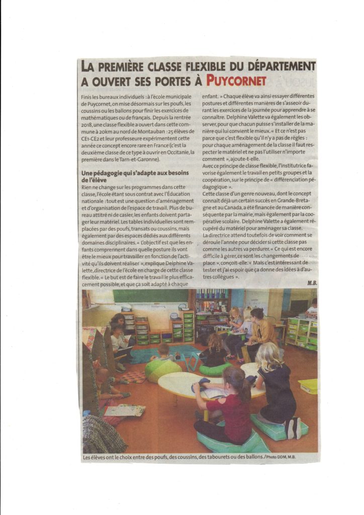 article La dépêche sur l'école de Puycornet