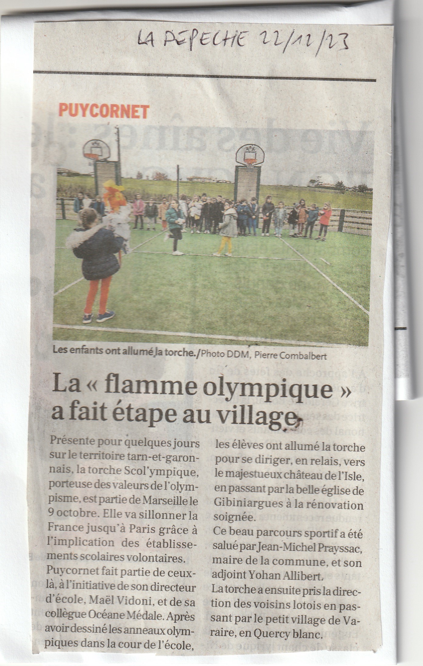 article flamme scol'ympique