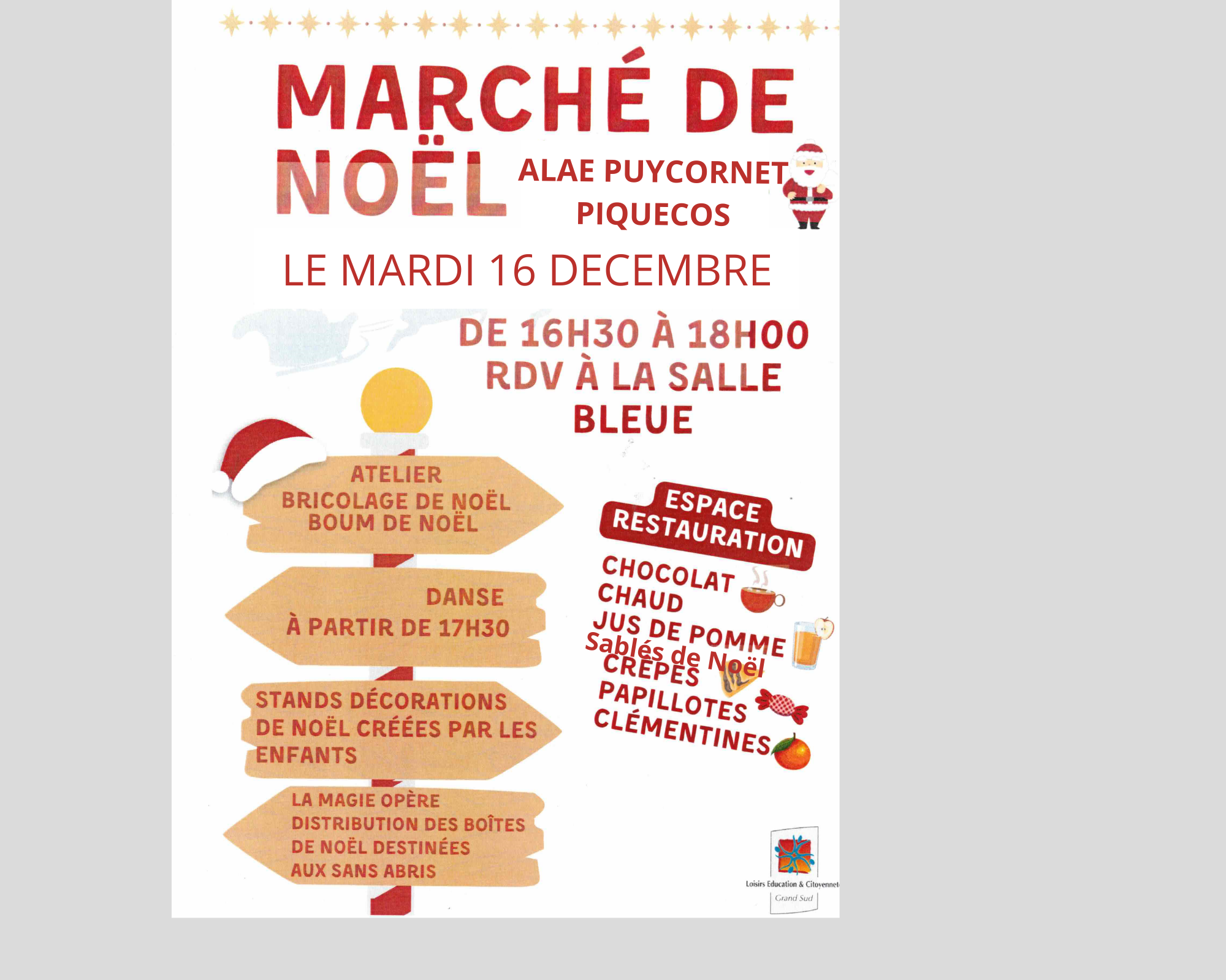 INVITATION MARCHE NOEL ALAE PUYCORNET PIQUECOS