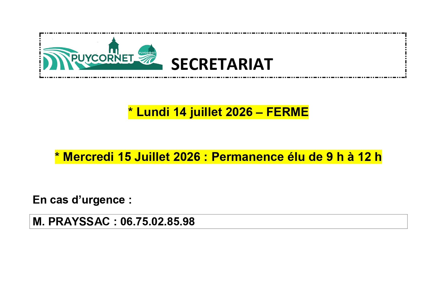 AFFICHE SECRETARIAT 13 juillet et 15 juilet 2026_page-0001